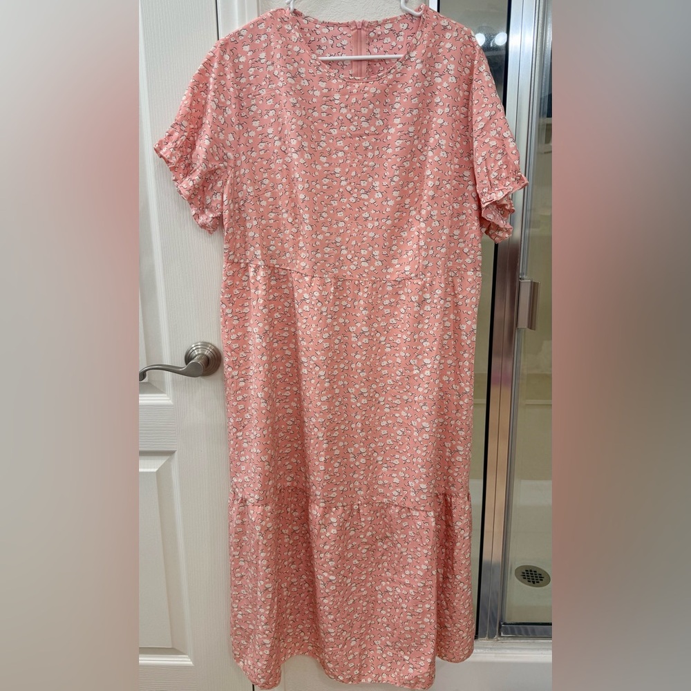 SHEIN Blush Floral Midi Dress